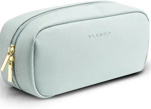 Vlando Makeup Pouch,Travel Makeup Organizer Bag,Small Makeup Bag Travel Gifts for Women Traveler Birthday Graduation Gift Ideas-Blue