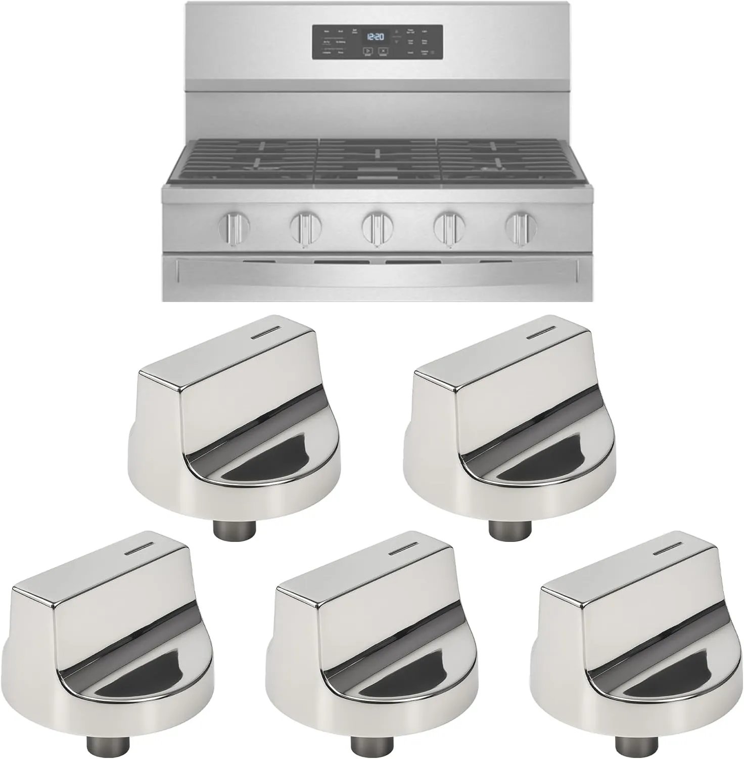 W11517334 Gas Range Stove Knobs Replacement for Whirlpool Stove Parts WEG745H0FS0 WEG745H0FS1 WEG515S0FS0 Whirlpool Gas Range Parts Burner Control Knobs Stove Top Knobs 5 Pcs