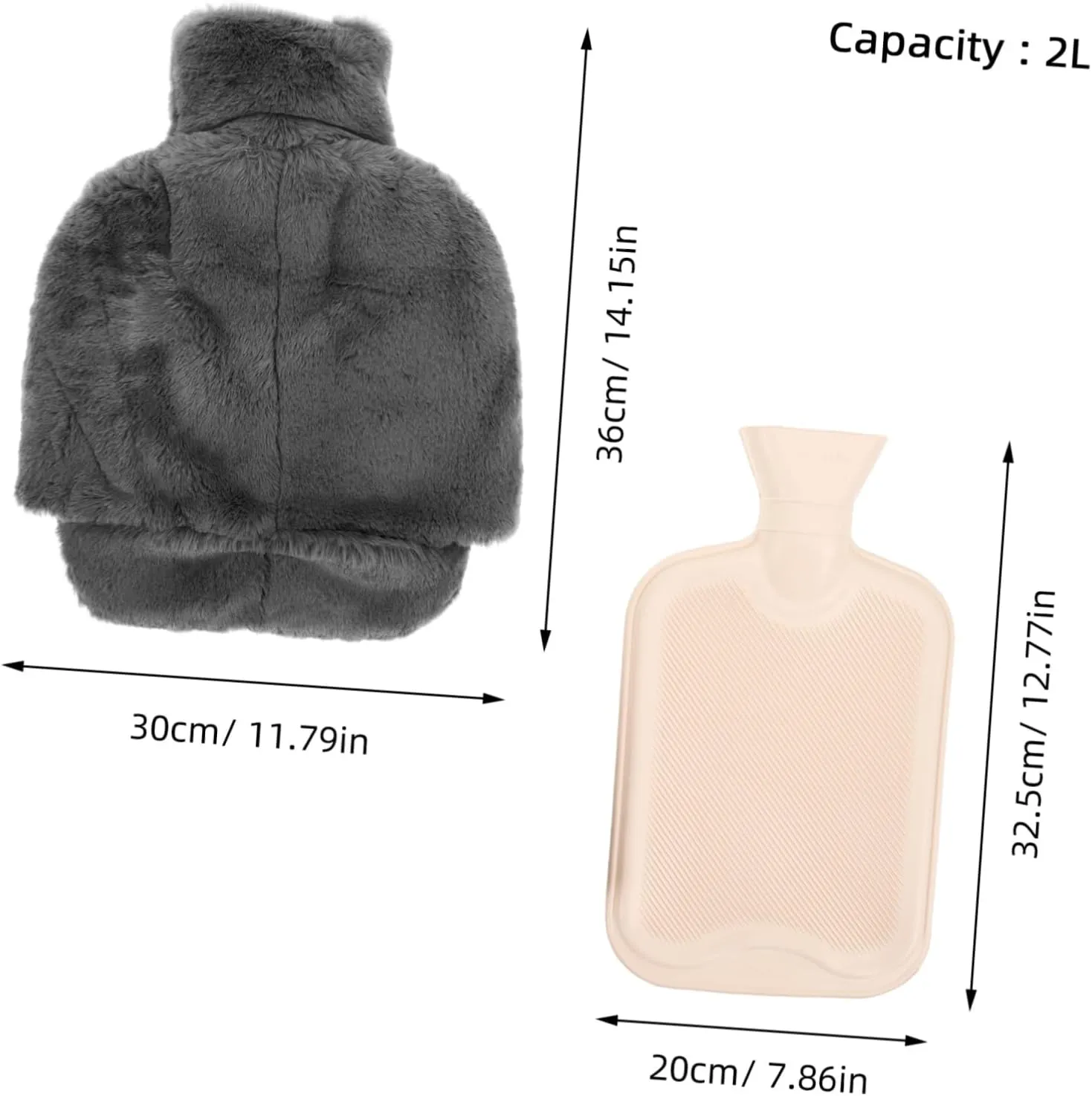 Warm Water Bottle with Plush Cover Foot Warmer Refillable Hot Water Bag for Slippers Washable and Detachable Safe Heat Resistance for Cozy