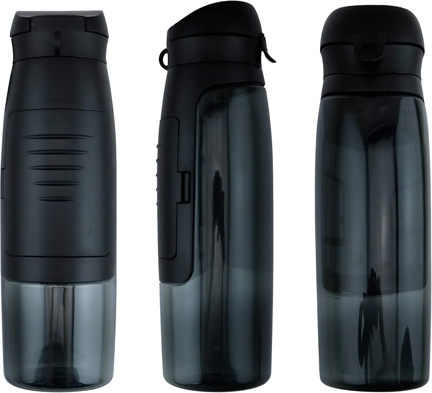 Water Bottle 750ml Plastic Water Bottle with Card and Key Storage Water Bottle with wallet, Black, MP- W02