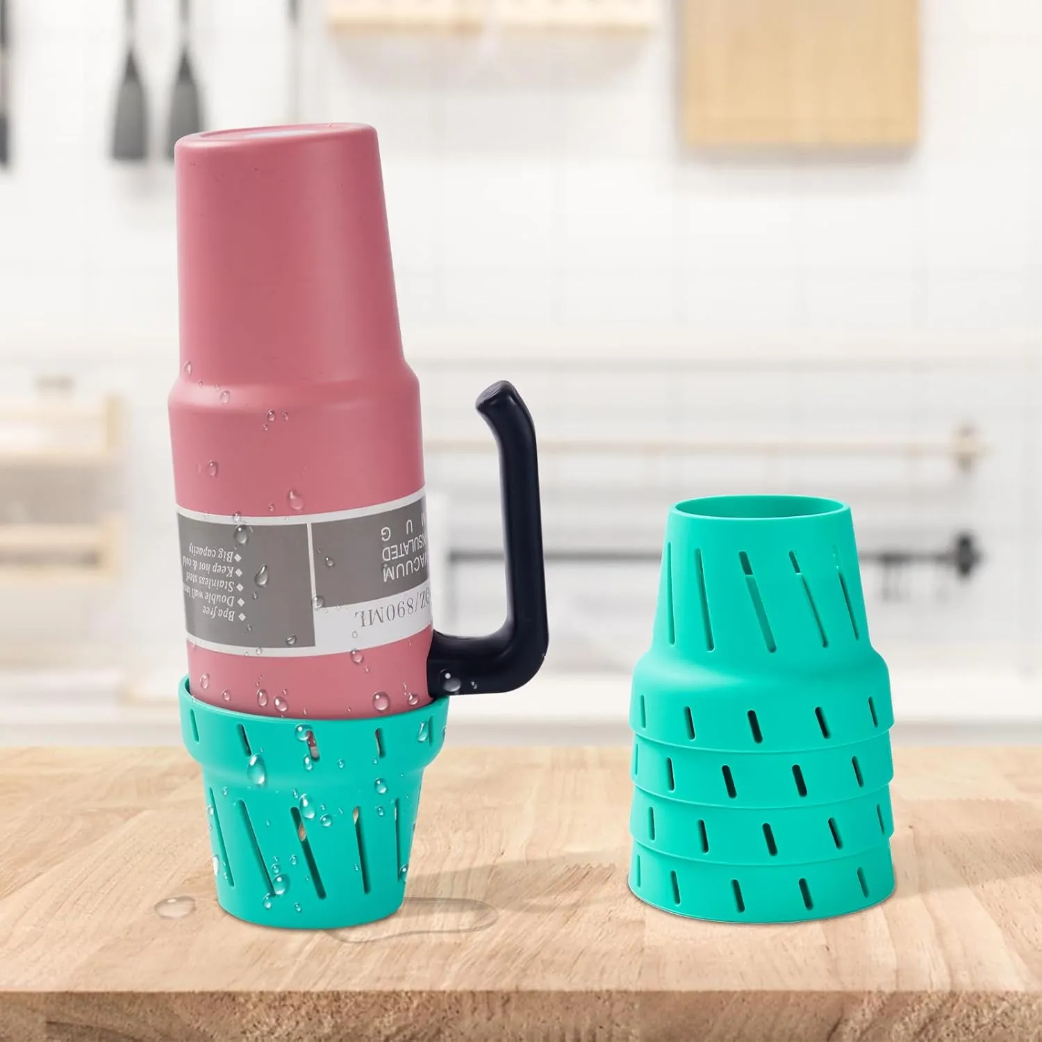 Water Bottle Drying Rack: Simple Silicone Bottle Rack for Faster Drying - Portable Cup Bottle Accessories Fits for Stanley Owala Hydro Flask CamelBak Cirkul Yeti(Green 6 Pack)