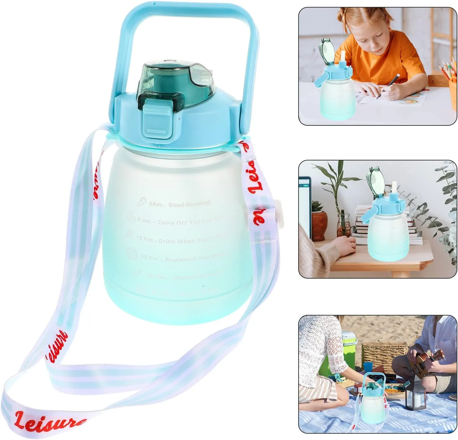 Water Jug 1200ml Large Capacity Water Bottle Outdoor Non-slip Grip Leakproof