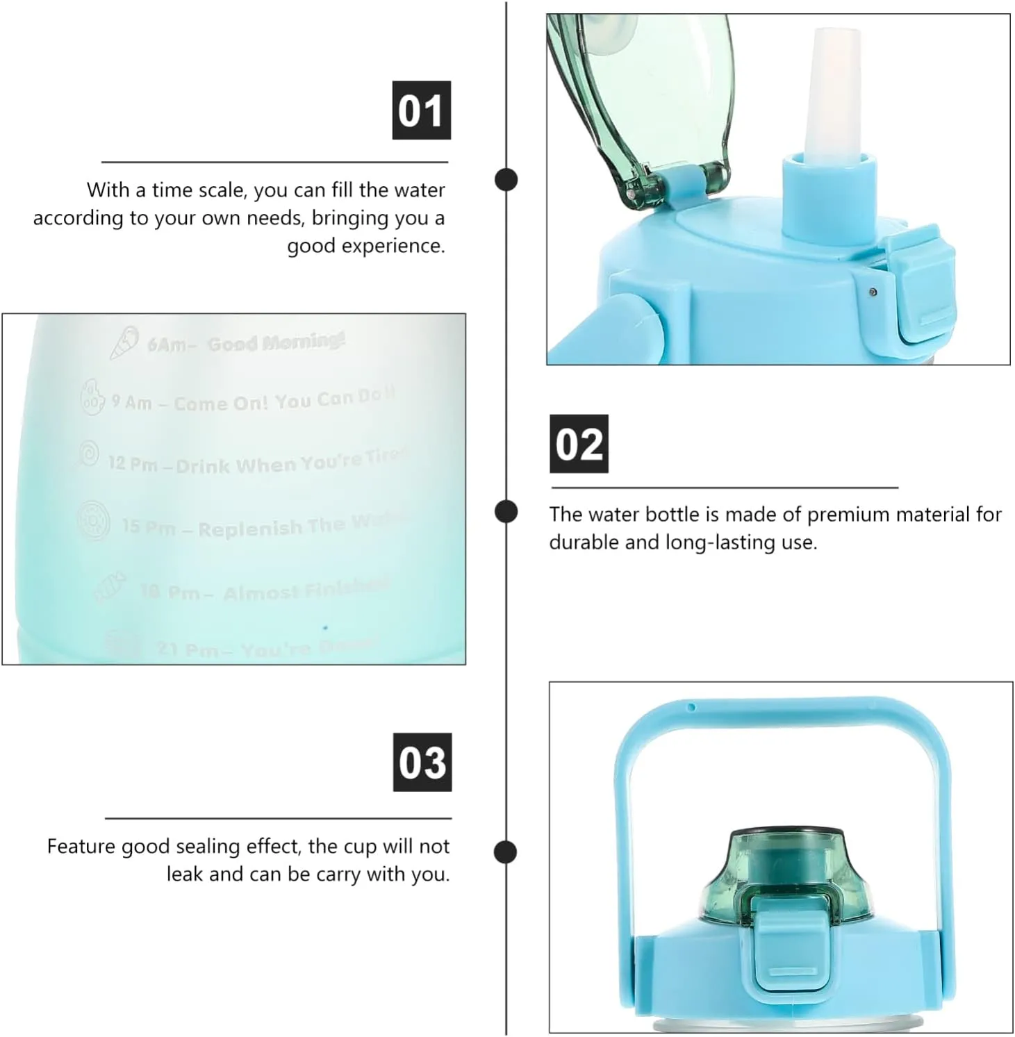 Water Jug 1200ml Large Capacity Water Bottle Outdoor Non-slip Grip Leakproof