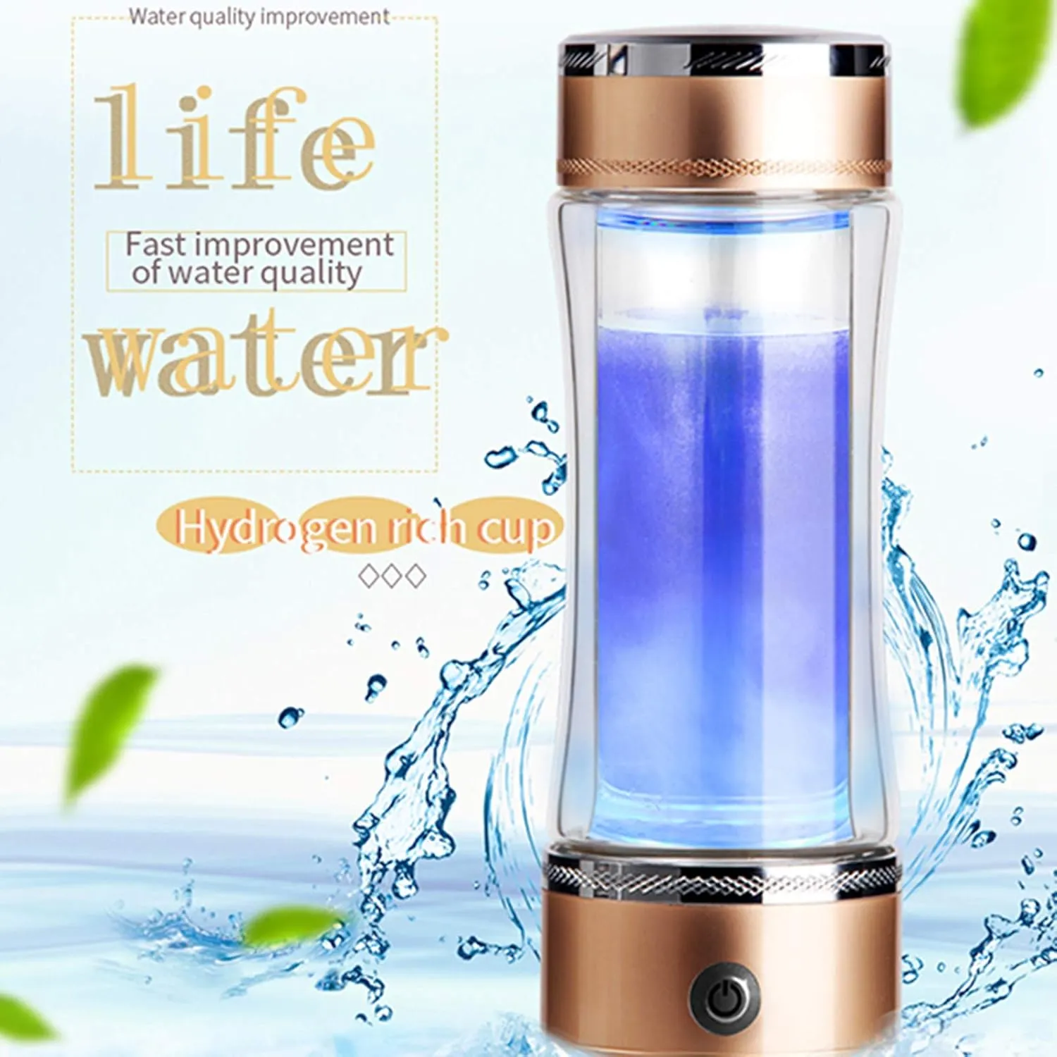 Water Purifiers, Hydrogen Rich Water Bottle Generator Portable Alkaline Water Maker Machine USB Rechargeable SPE/PEM Technology Make Hydrogen Content Up to 1200-1600 PPB 350Ml