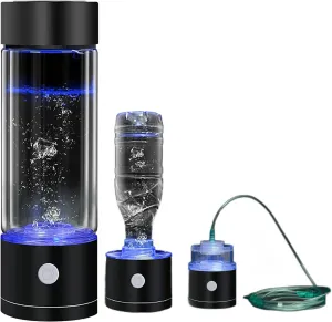 Water Purifiers, Hydrogen-Rich Water Bottle Portable Hydrogen Alkaline Water Generator Ionizer SPE/PEM Technology Make Hydrogen Content Up to 1300-1600 PPB with Inhaler & Bottle Adapter Chlorine and