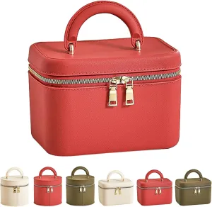 Waterproof Travel TPE Makeup Bag – Large Capacity Cosmetic Organizer with Handle, Red Square Toiletry Bag for Women’s Skincare & Beauty Essentials