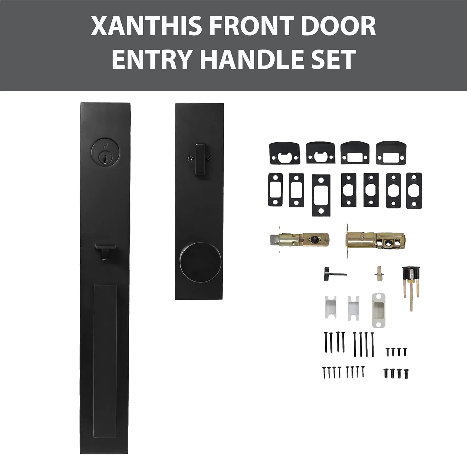 Weslock Xanthis Single Cylinder Handle Set with Mesa Knob (Matte Black, Keyed Handleset)