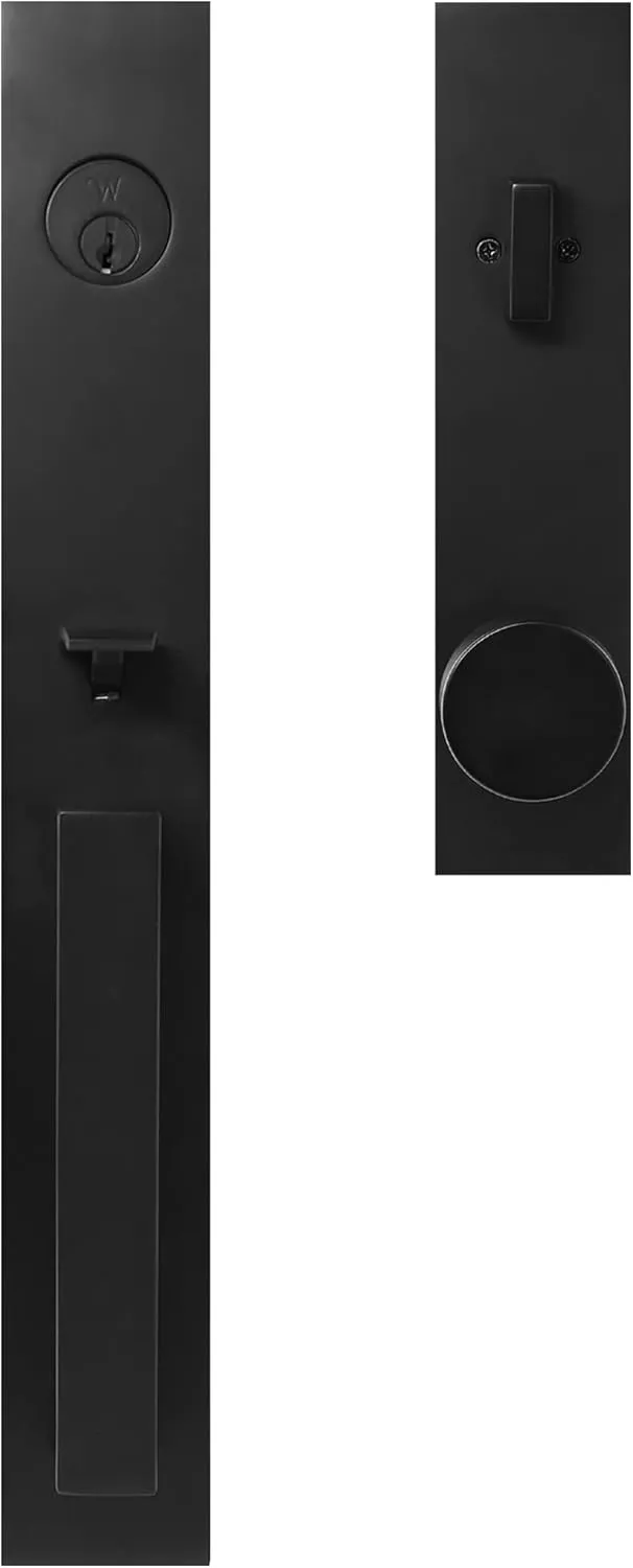 Weslock Xanthis Single Cylinder Handle Set with Mesa Knob (Matte Black, Keyed Handleset)