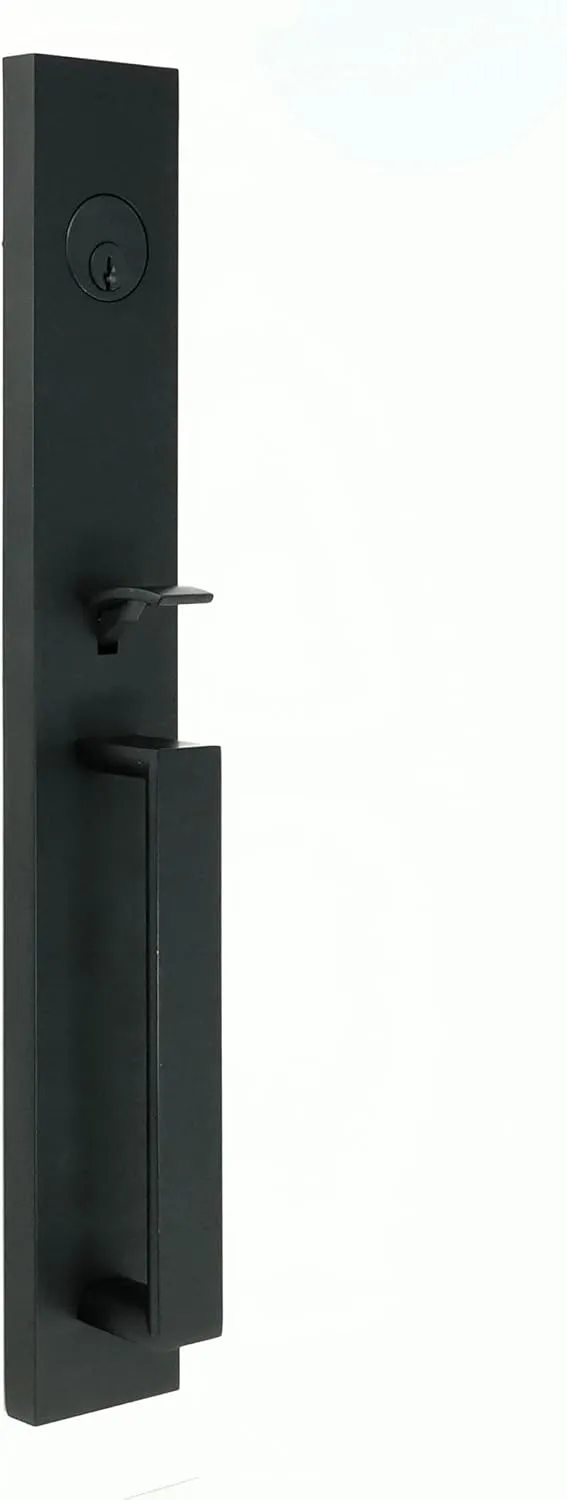 Weslock Xanthis Single Cylinder Handle Set with Mesa Knob (Matte Black, Keyed Handleset)