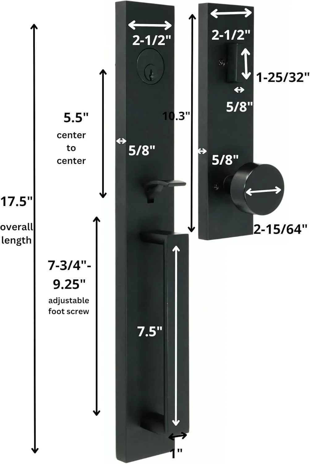 Weslock Xanthis Single Cylinder Handle Set with Mesa Knob (Matte Black, Keyed Handleset)
