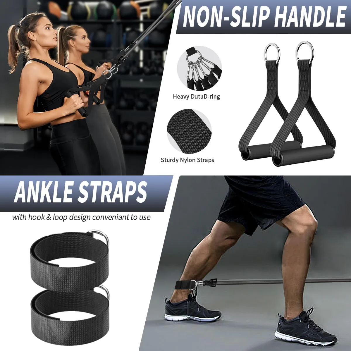 WHATAFIT Resistance Bands, Exercise Bands，Resistance Bands for Working Out, Work Out Bands with Handles for Men and Women Fitness, Strength Training Home Gym Equipment