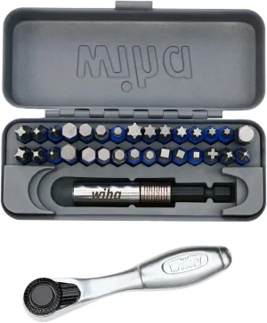Wiha 76889 32 Piece GoBox TerminatorBlue Impact Bit Set with Mini Ratchet