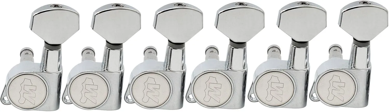 Wilkinson WJN07 Left Handed 6 inline EZ-LOK Guitar Tuners Machine Heads 19:1 Ratio Tuning Pegs Keys for Fender Strat Stratocaster Tele Telecaster Electric Guitar, Chrome