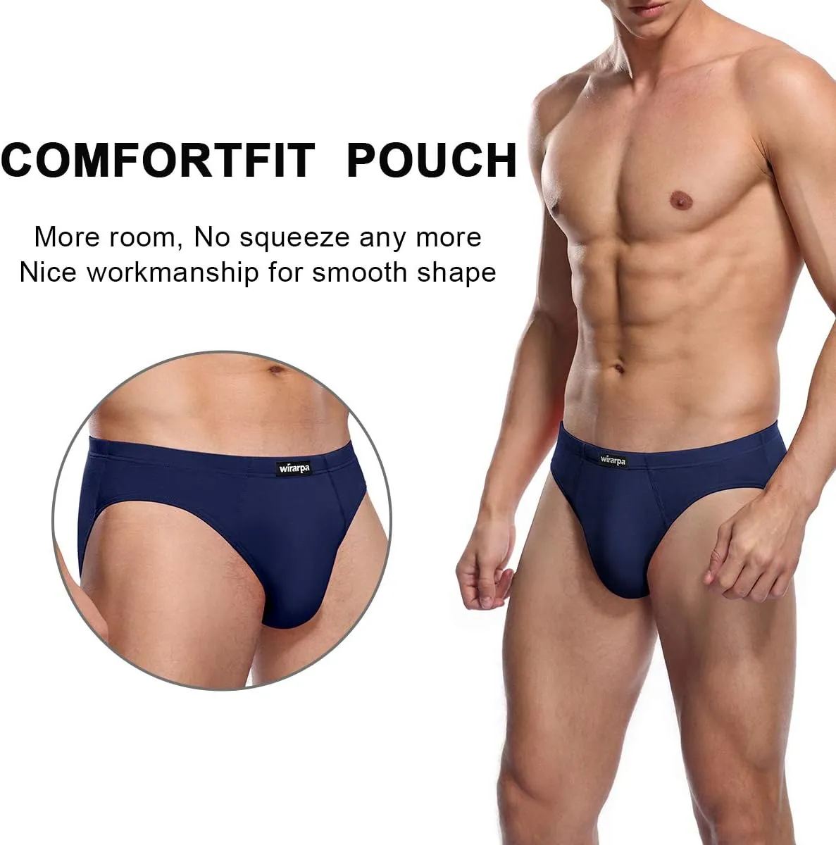 wirarpa Men's Underwear Modal Microfiber Briefs No Fly Covered Waistband Silky Touch Underpants 4 Pack