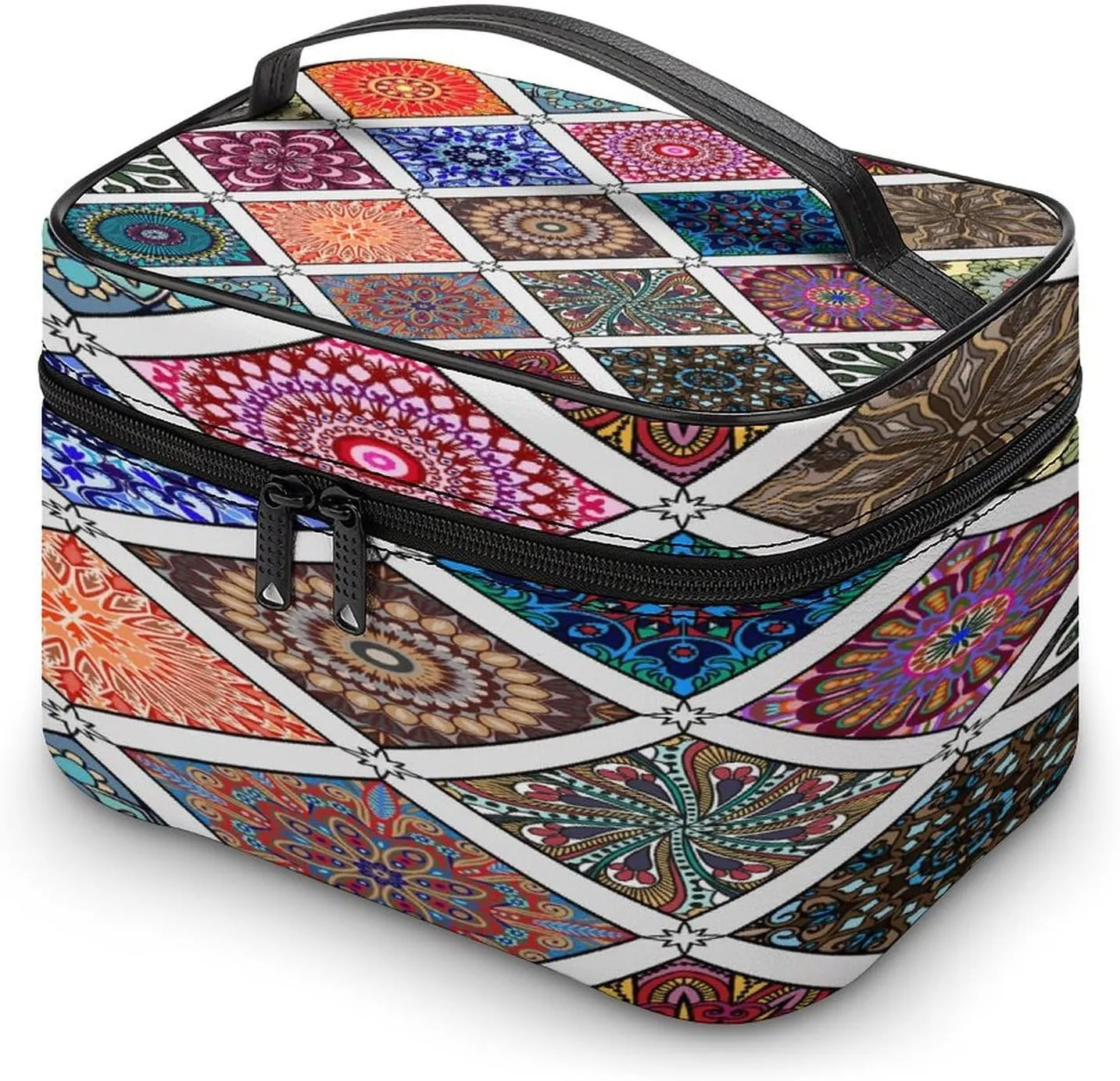 Women Leather Cosmetic Bag, Zipper Makeup Case Purse Holder Pouch Handbag