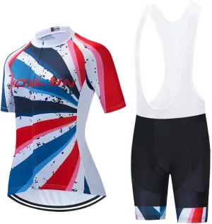 Women's Cycling Clothing Set Road Bike Shirts Short Sleeve Breathable Cycling Jersey with Gel Padded Bib Shorts