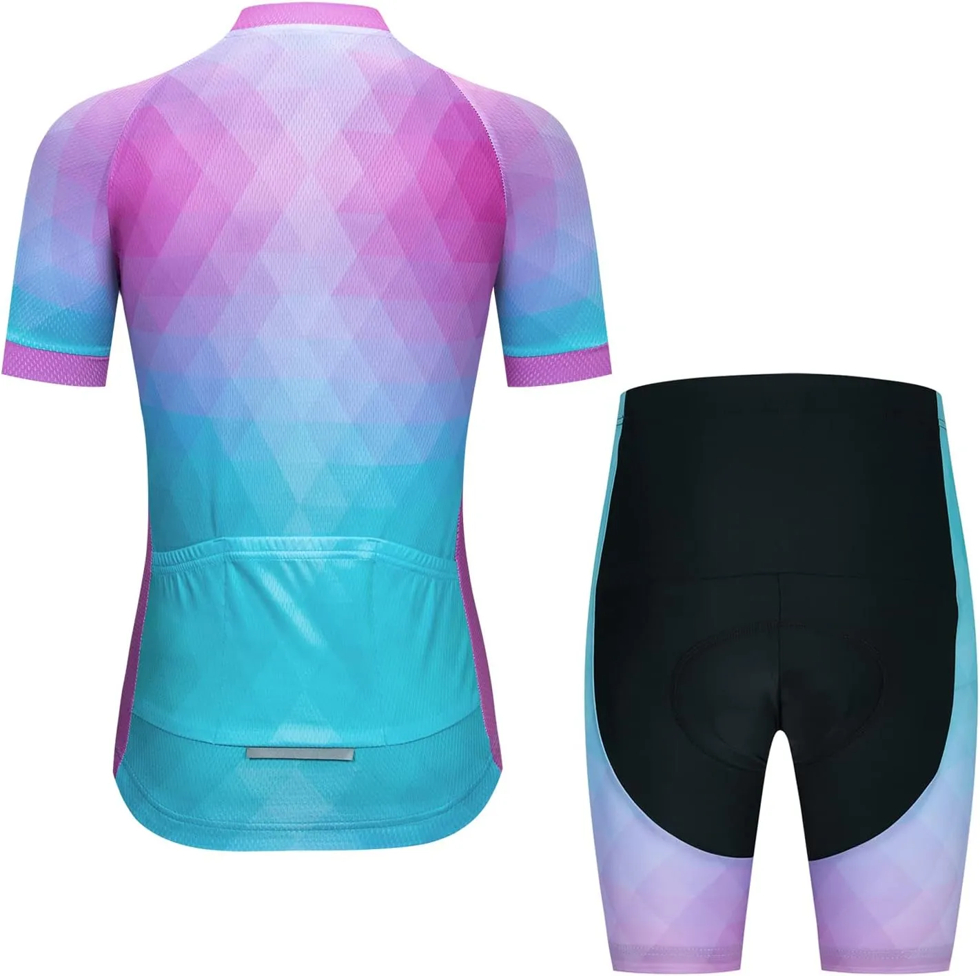 Women's Cycling Jersey Set Short Sleeve with 5D Padded Bike Shorts Breathable Shirt 3-Pockets