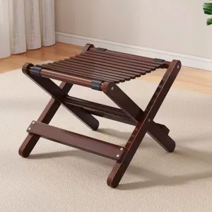 Wood Folding Fishing Stool, Foldable Small Camping Stool Compact Low Seat, Multipurpose Portable Wooden Step Stool Chair for Picnic Hunting Garden