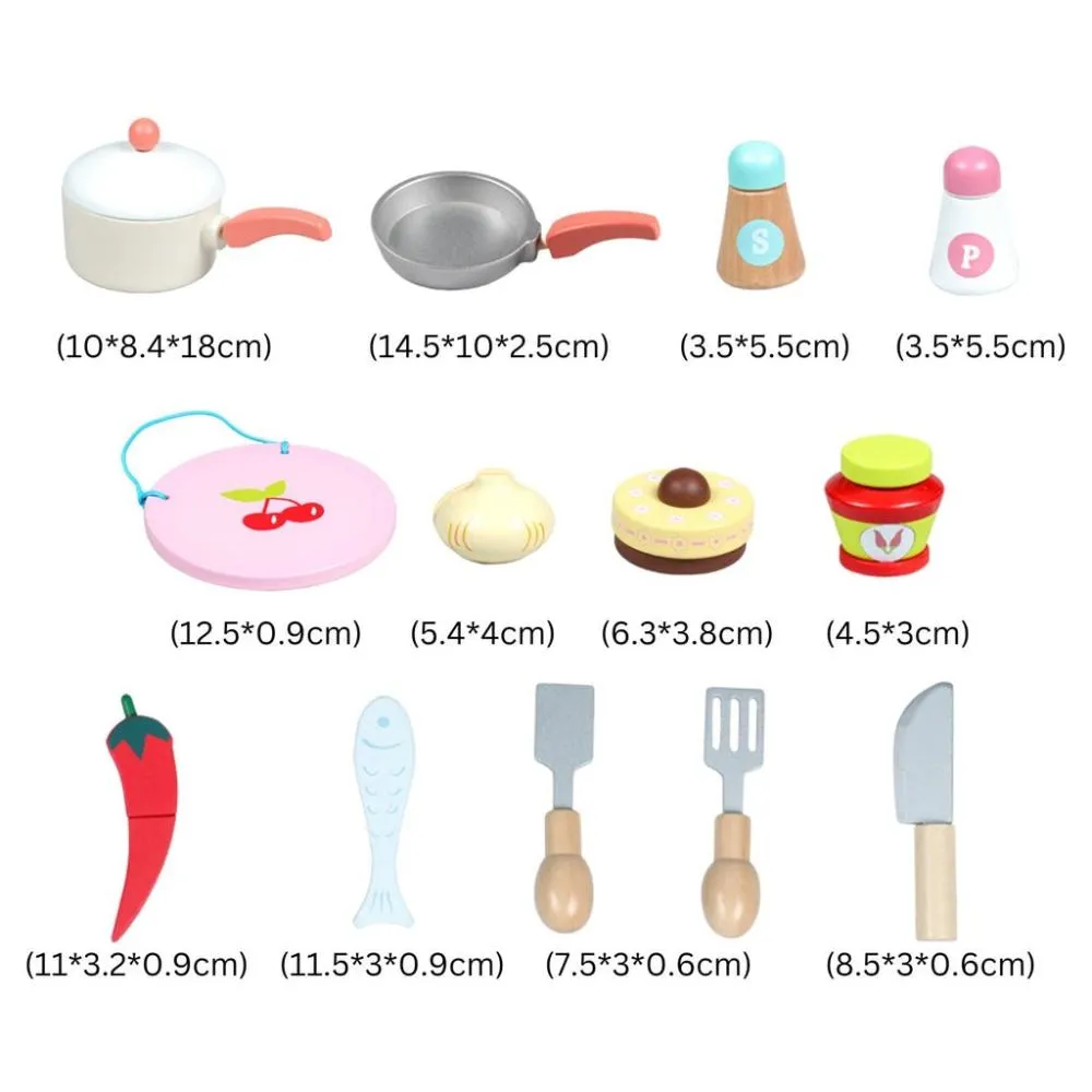 Wooden Kitchen Playset for Kids (Japanese Style Kitchen Set - Silver)
