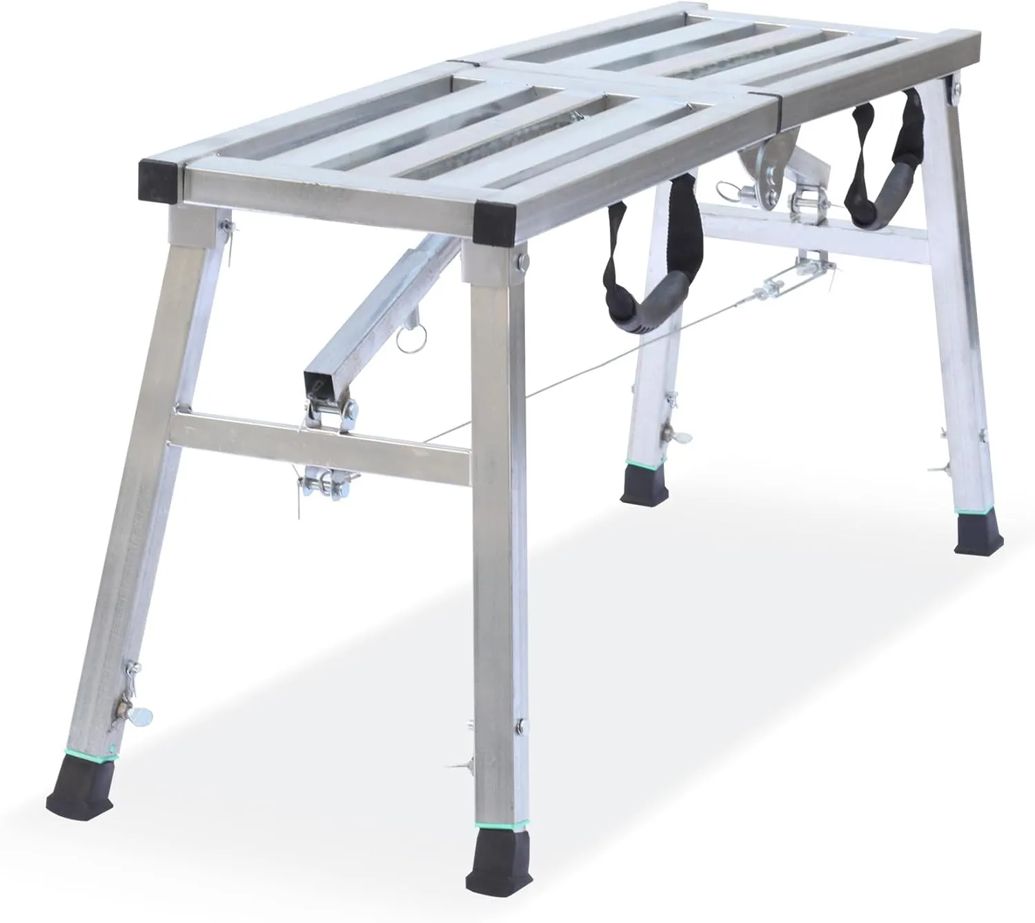 Work Platform Adjustable Height Steel Portable Scaffolding Platform 380 LBS Load Capacity 38''X12 Folding Step Ladder Drywall Painting Stool (38inch)