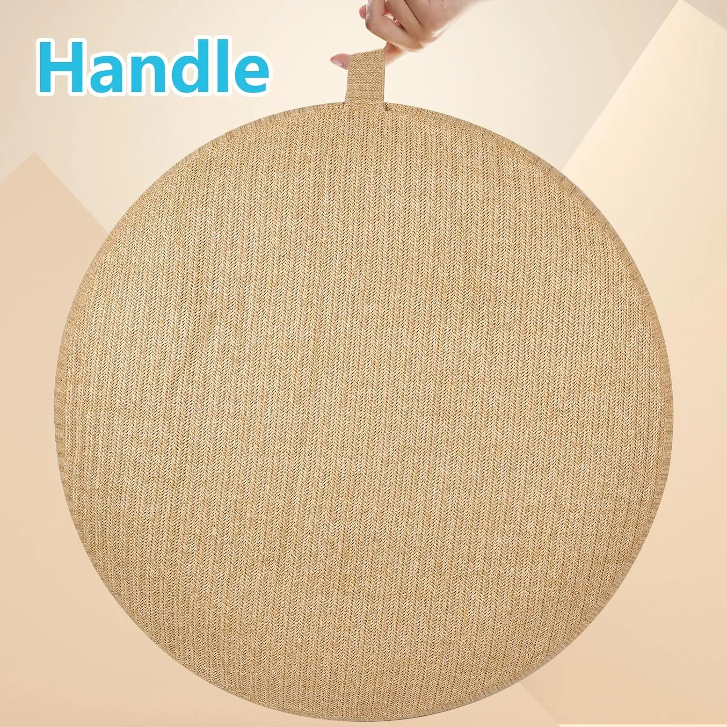 Woven Inflatable Ottoman, Fade-Resistant D31”x H14” Outdoor Indoor Pouf Patio Footrest Stool with Portable Handle, Round Ottoman for Patio Garden, Camping, Bedroom, Living Room