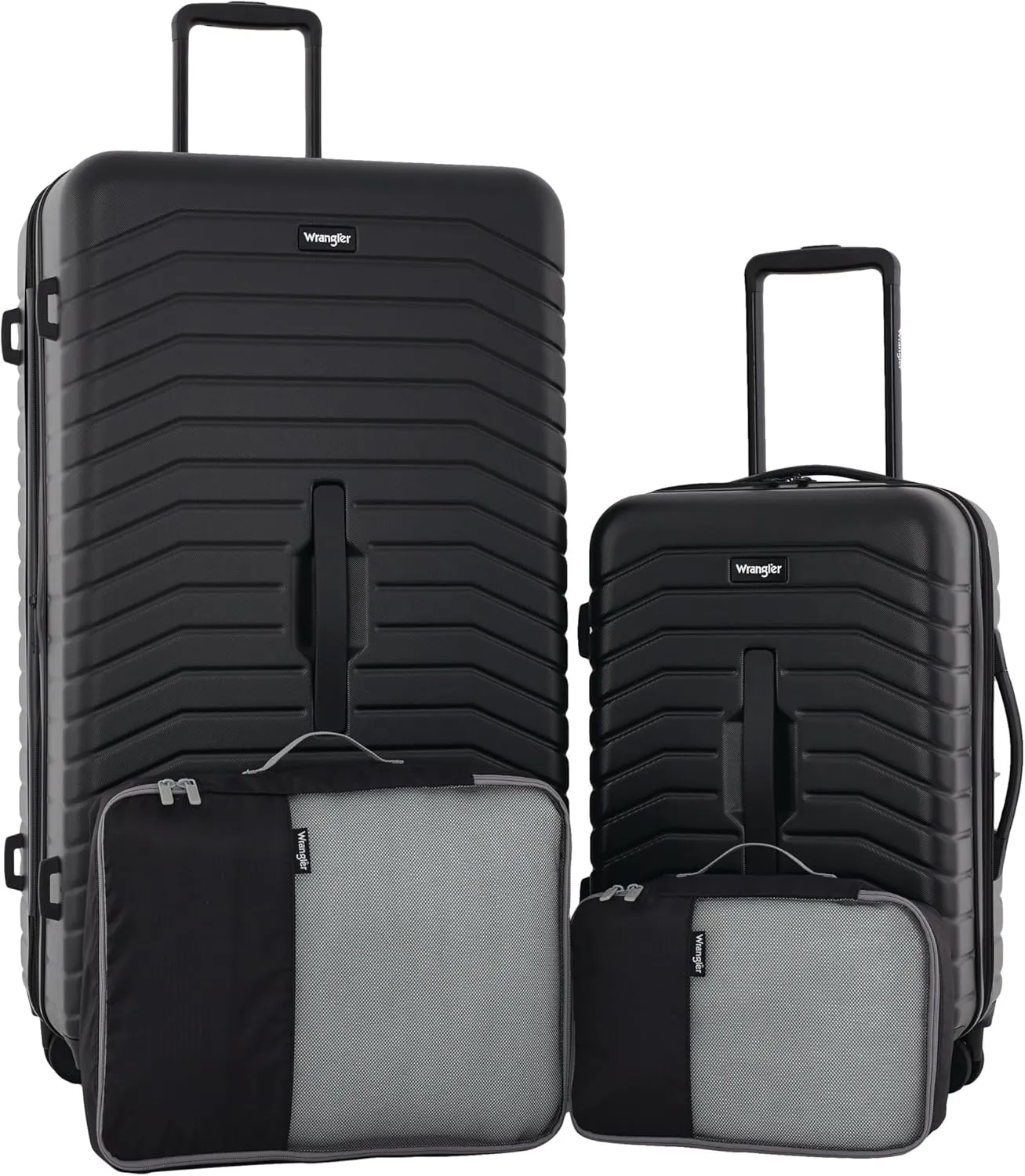 Wrangler Trunk Spinner Set, Black, 2 Luggage & 2 Packing Cubes