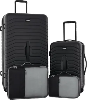 Wrangler Trunk Spinner Set, Black, 2 Luggage & 2 Packing Cubes