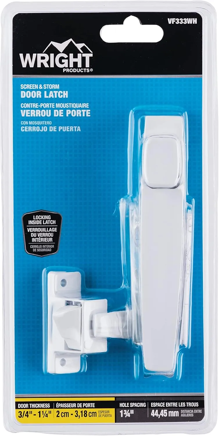 Wright Products - Free Hanging Push Button Door Latch for Screen and Storm Doors, White