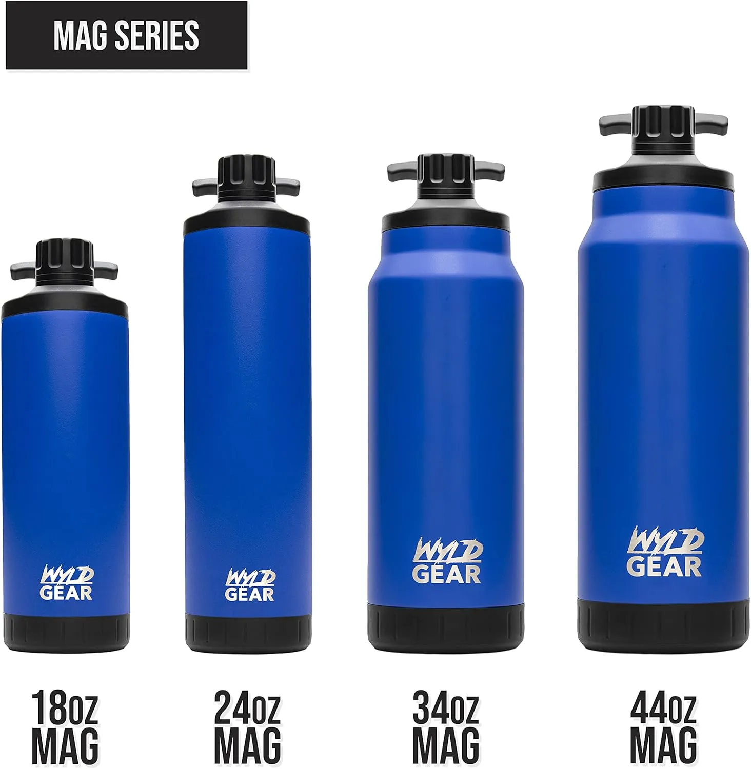 WYLD GEAR Mag Series - Stainless Steel Water Bottle with Magnetic Cap - 24oz Gray