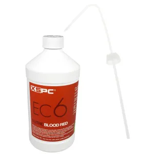 XSPC EC6 Translucent Premix PC Coolant (1000mL) with Filling Cap/Straw Bundle, Blood Red