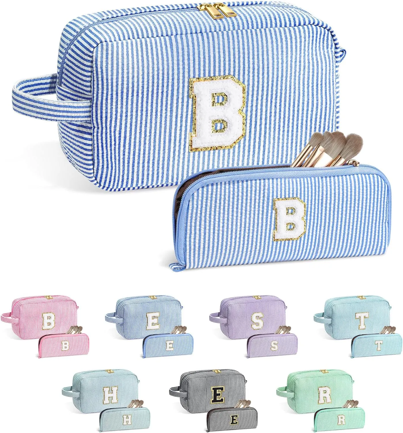 YOOLIFE Gifts for Teen Girls - Personalized Initial Makeup Bag, Birthday Gifts for Women Sister Friend Daughter Girls Kids