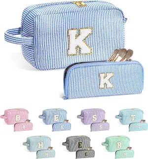YOOLIFE Gifts for Teen Girls - Personalized Initial Makeup Bag, Birthday Gifts for Women Sister Friend Daughter Girls Kids