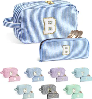 YOOLIFE Gifts for Teen Girls - Personalized Initial Makeup Bag, Birthday Gifts for Women Sister Friend Daughter Girls Kids