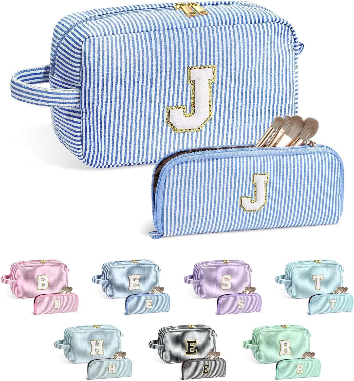 YOOLIFE Gifts for Teen Girls - Personalized Initial Makeup Bag, Birthday Gifts for Women Sister Friend Daughter Girls Kids