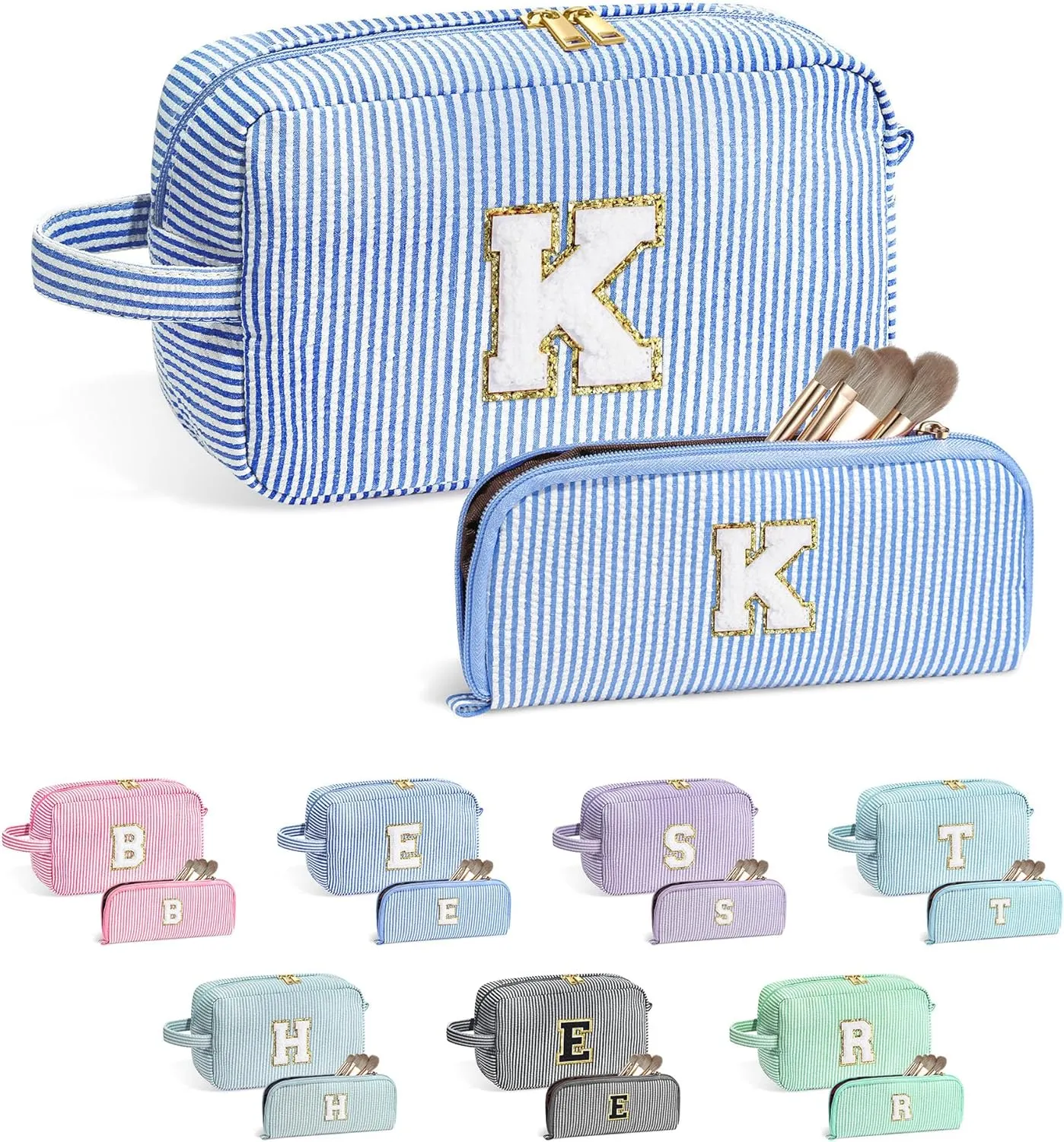 YOOLIFE Gifts for Teen Girls - Personalized Initial Makeup Bag, Birthday Gifts for Women Sister Friend Daughter Girls Kids