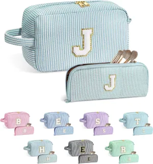 YOOLIFE Gifts for Teen Girls - Personalized Initial Makeup Bag, Birthday Gifts for Women Sister Friend Daughter Girls Kids