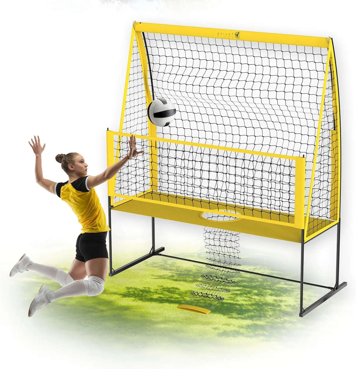 Yoving Volleyball Net Training System, 8 ft Wide by 11 ft High, Great for Serving and Dunking Drills Improves Hitting Accuracy, Power and Technique, Perfect for Team or Individual Training, Rugged