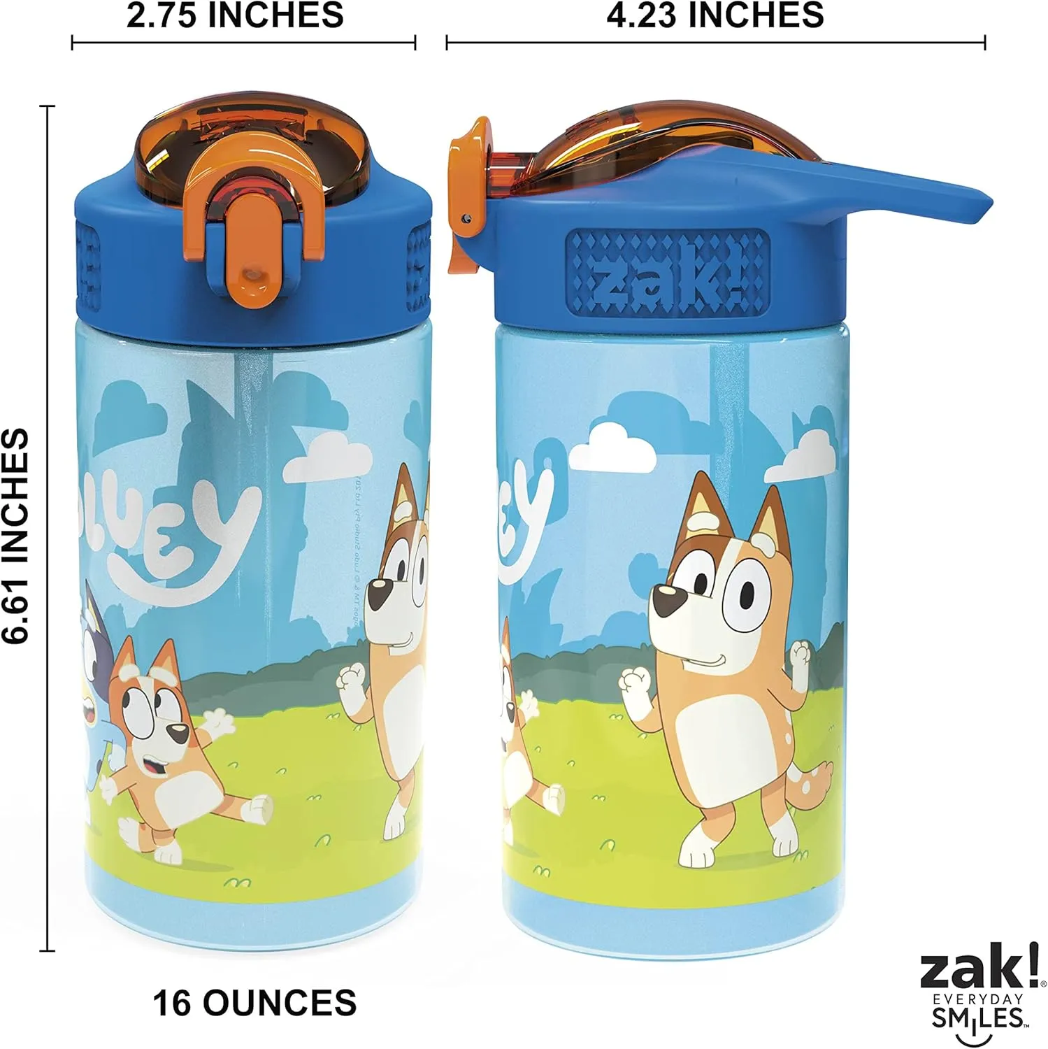 Zak Designs Bluey Kids Dinnerware Set Includes Plate, Bowl, Tumbler, Water Bottle, and Utensil Tableware, Made of Durable Material and Perfect for Kids (6 Piece Gift Set, Non-BPA)