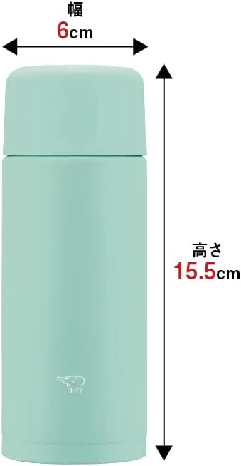 Zojirushi SM-MA25-AL Water Bottle, Seamless Water Bottle, Small Capacity, 8.5 fl oz (250 ml), Screw, Stainless Steel Mug, Soft Turquoise, Integrated with Strings and Washer, Easy to Clean, Only 2