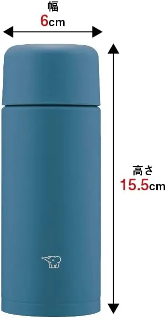 Zojirushi SM-MA25-AM Water Bottle, Seamless Stopper, Small Capacity, 8.5 fl oz (250 ml), Screw, Stainless Steel Mug, Midnight Navy, Integrated Washer and Washer, Easy to Clean, 2 Pieces Only