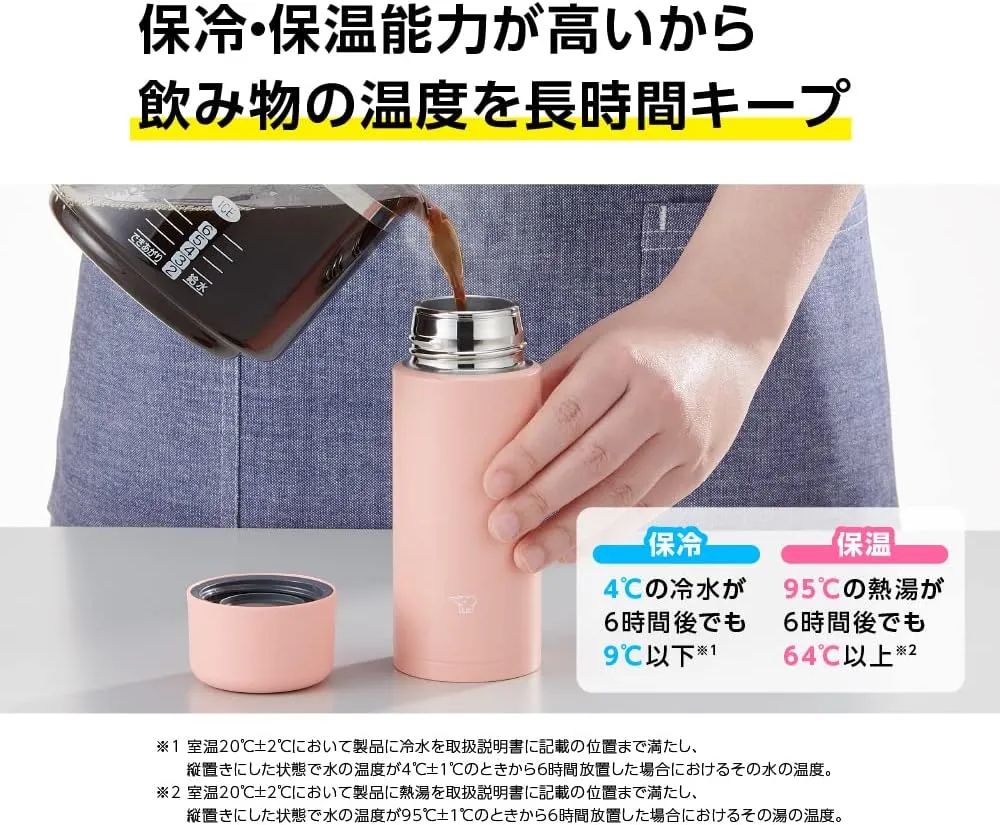 Zojirushi SM-MA25-AM Water Bottle, Seamless Stopper, Small Capacity, 8.5 fl oz (250 ml), Screw, Stainless Steel Mug, Midnight Navy, Integrated Washer and Washer, Easy to Clean, 2 Pieces Only