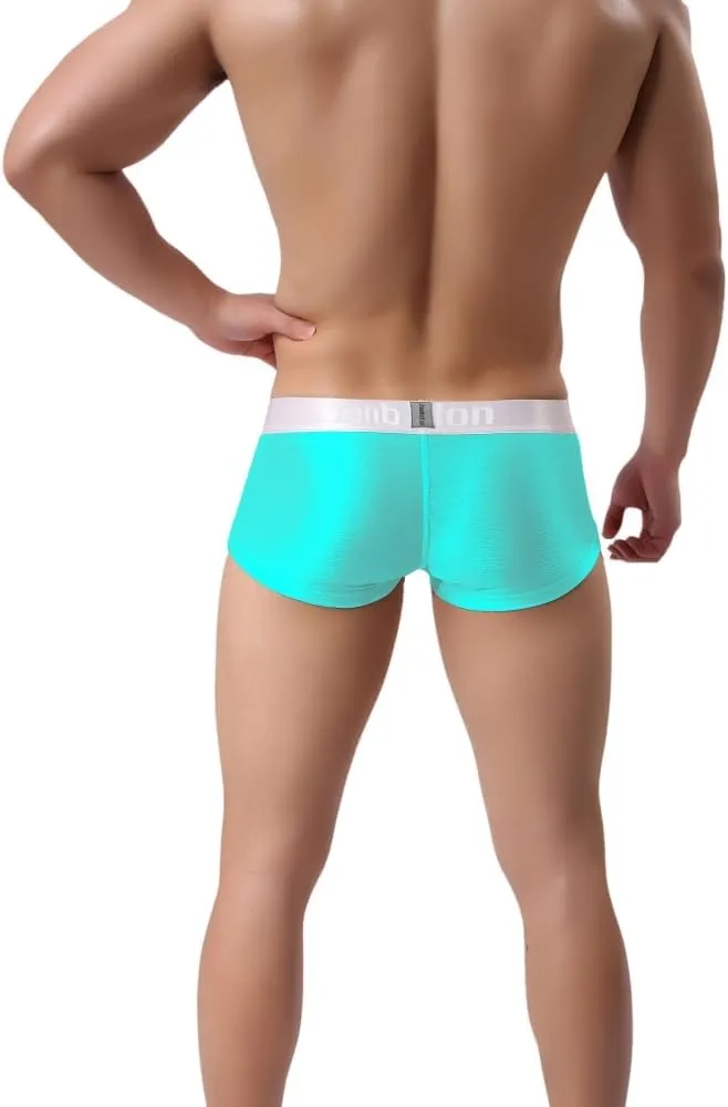 ZONBAILON Mens Sexy Ice Silk Boxer Briefs Underwear Low Rise Bulge Enhancing Pouch Trunks Pack M L XL 2XL 3XL