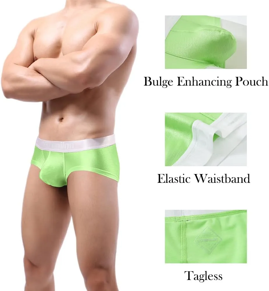 ZONBAILON Mens Sexy Ice Silk Boxer Briefs Underwear Low Rise Bulge Enhancing Pouch Trunks Pack M L XL 2XL 3XL