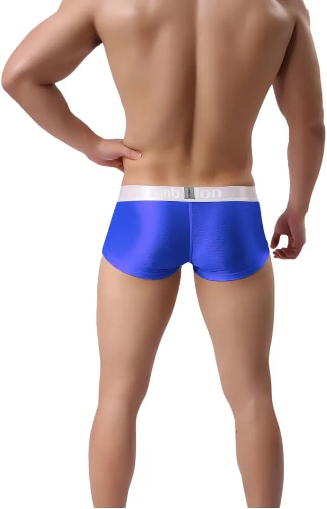 ZONBAILON Mens Sexy Ice Silk Boxer Briefs Underwear Low Rise Bulge Enhancing Pouch Trunks Pack M L XL 2XL 3XL