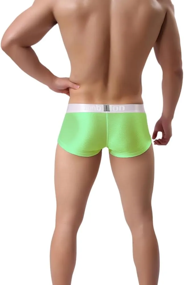 ZONBAILON Mens Sexy Ice Silk Boxer Briefs Underwear Low Rise Bulge Enhancing Pouch Trunks Pack M L XL 2XL 3XL