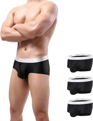 ZONBAILON Mens Sexy Ice Silk Boxer Briefs Underwear Low Rise Bulge Enhancing Pouch Trunks Pack M L XL 2XL 3XL