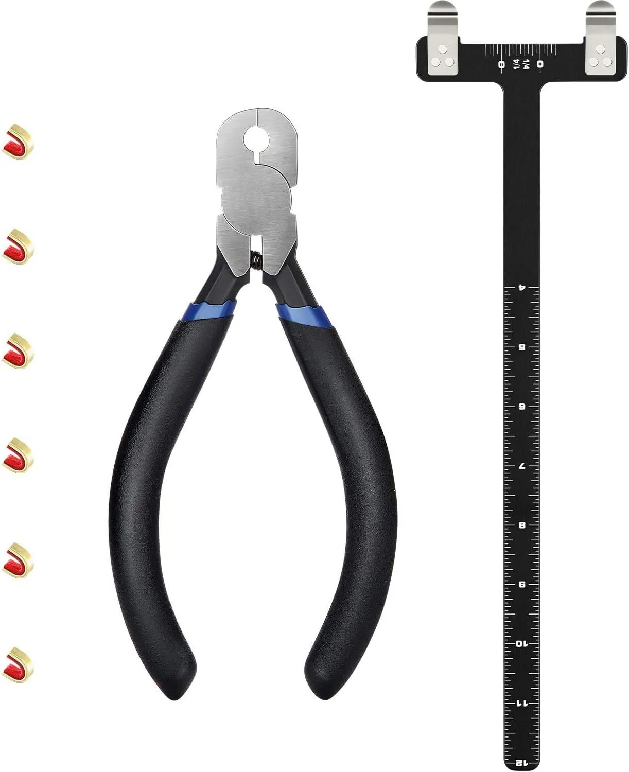 Zonon Bow String Nocking Points Pliers Strings Knock Set T Shape Bow Square Ruler Nocking Buckle Pliers Recurve Turning Kit Archery(Dark Blue)