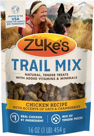 Zukes Trail Mix Pet Treats for Dogs, Soft Dog Treats with Real Chicken Recipe - 16 oz. Pouch