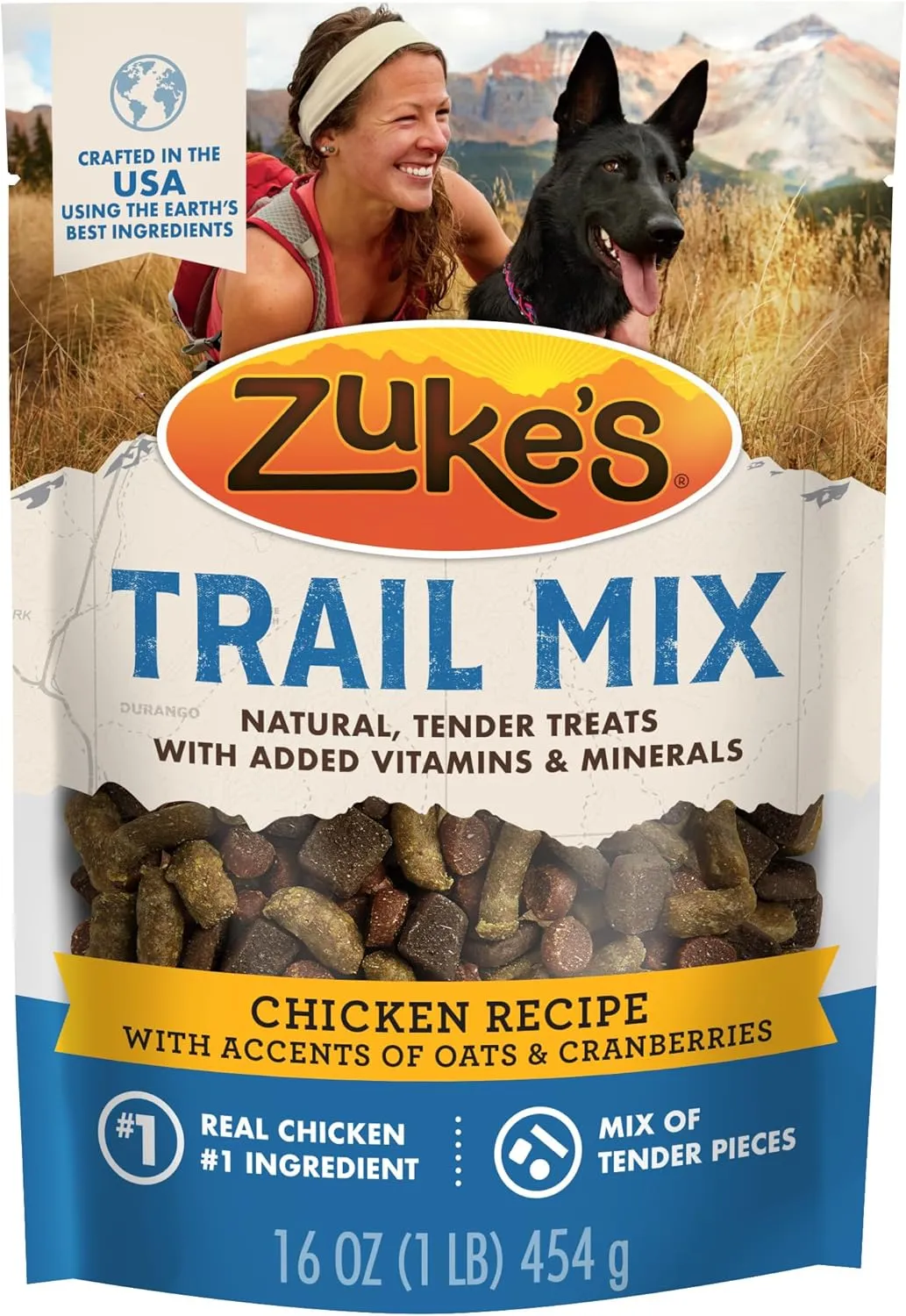 Zukes Trail Mix Pet Treats for Dogs, Soft Dog Treats with Real Chicken Recipe - 16 oz. Pouch